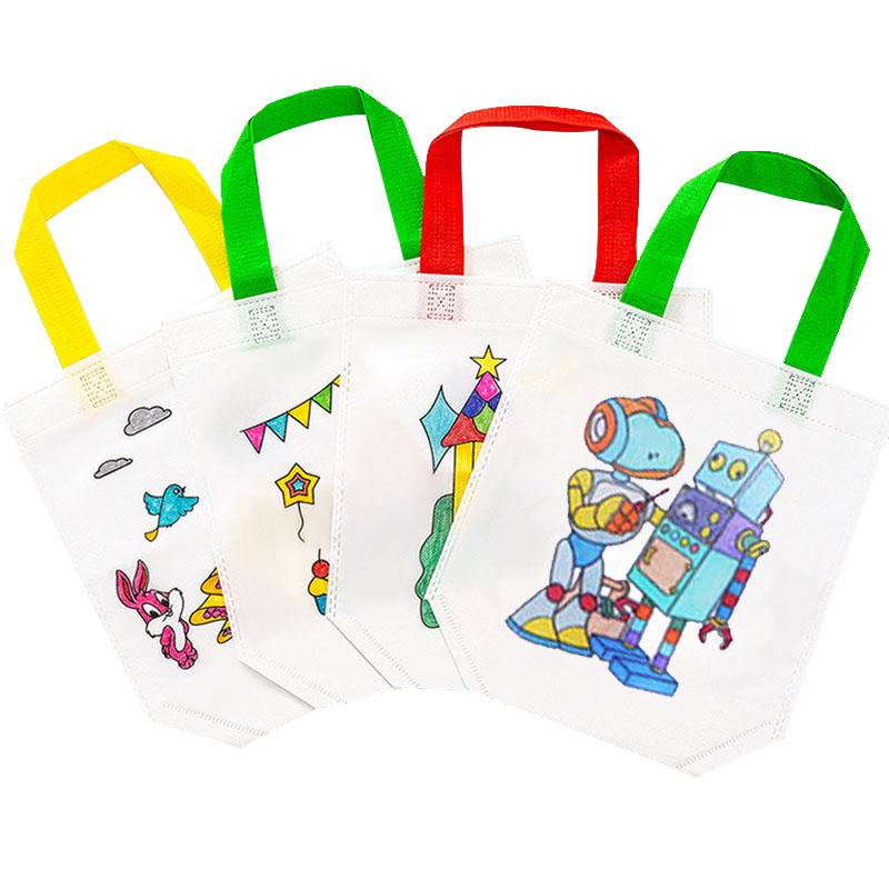 Double Sided Graffiti Bag Non-woven Fabric Children Handmade DIY Painting Colored Toys Color Cognition Puzzle Birthday Gift TMZ