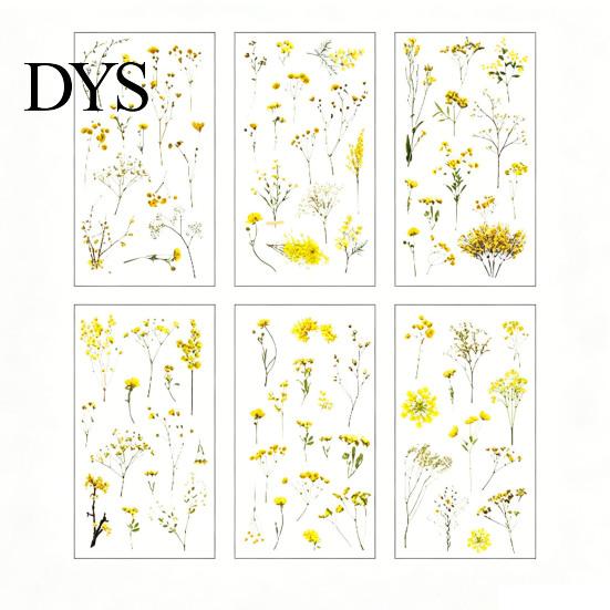 Floral Scrapbook Supplies 6 Sheets/Set Natural Flower Stickers, Waterproof PVC Plants Decals, Retro Stickers Transparent Decorative for DIY