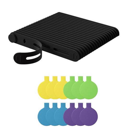 20Pcs Data Cable Ties Waterproof Elastic Clear Marking Cable Ties Lightweight Cord Organizers with Logo Patches Wire Processors