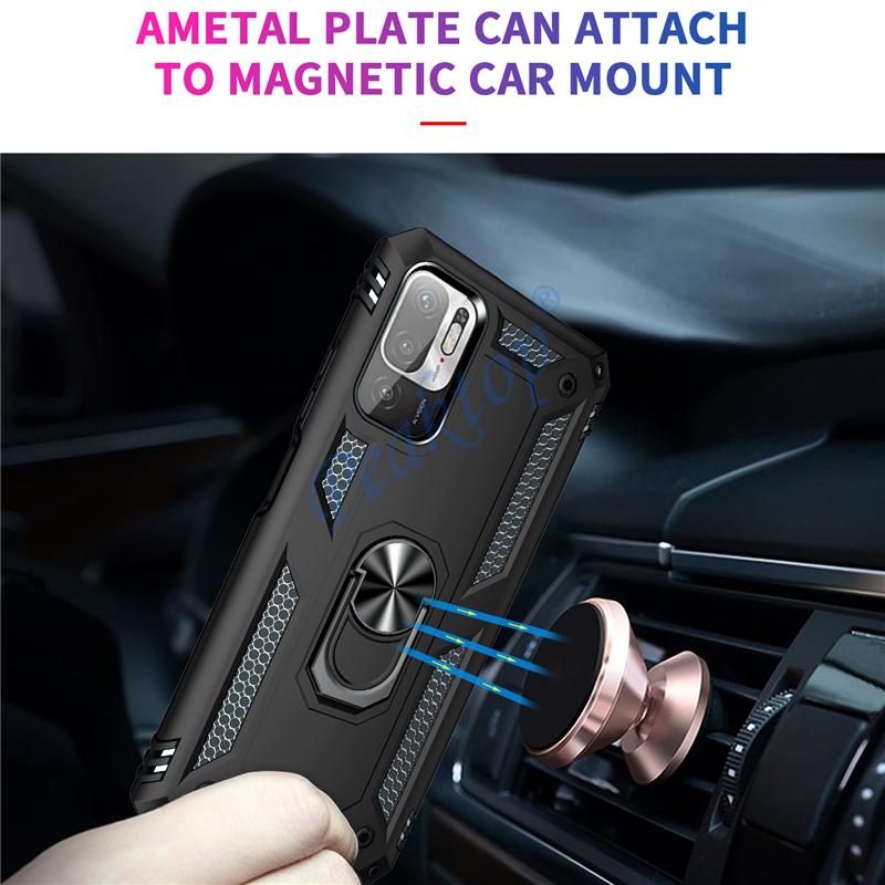 Dual Layer Magnetic Ring Armor Case for Xiaomi Redmi Note 10T 5G Note10T Red Mi Note 10 Pro 10S POCO X3 NFC F3 M3 Pro Cover