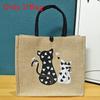 Snoopy Mickey Pattern Tote Bag With Cotton Linen Material For Daily Use And Trendy Casual Style