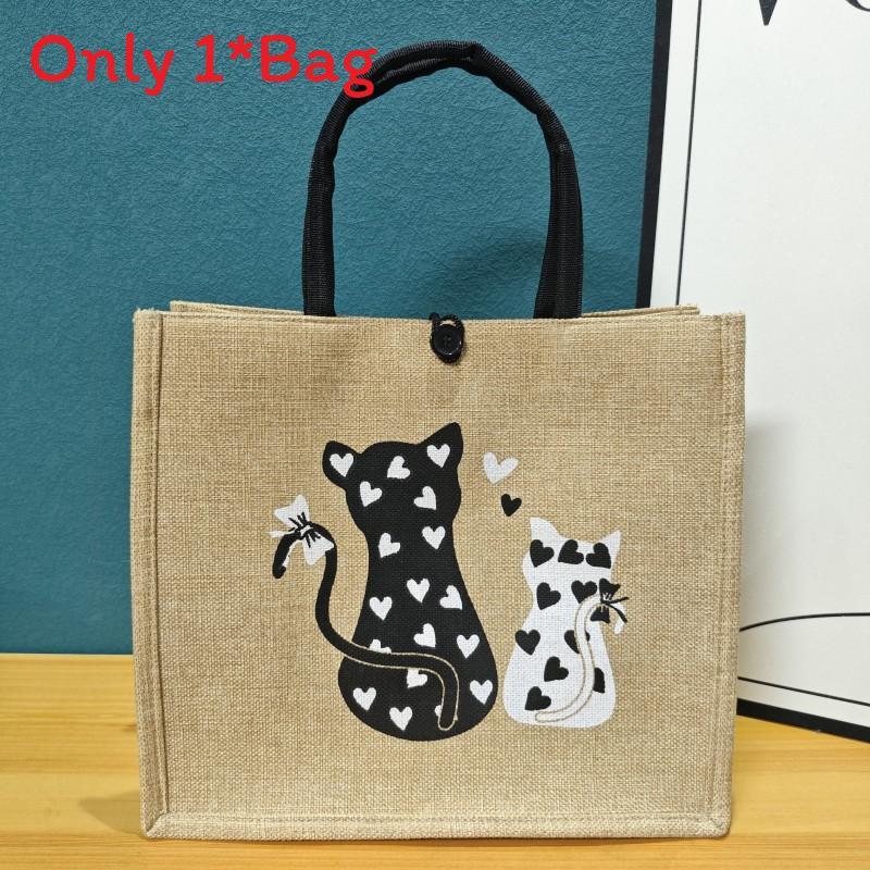 Snoopy Mickey Pattern Tote Bag With Cotton Linen Material For Daily Use And Trendy Casual Style