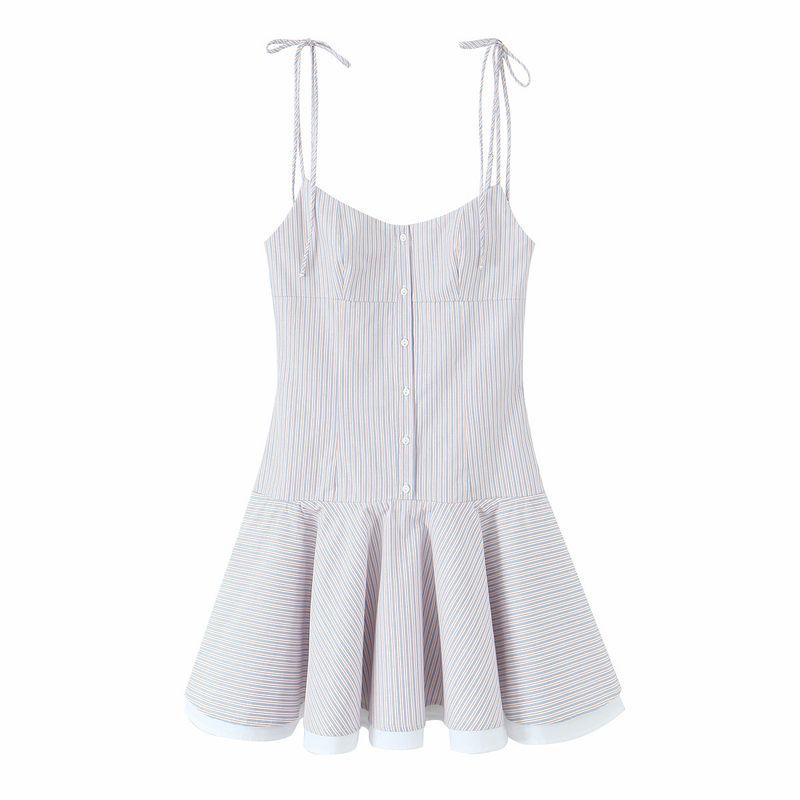 

Kaslead Новое поступление Женский модный стиль Модный минималистичный синий полосатый сарафан 2970186 Image color L