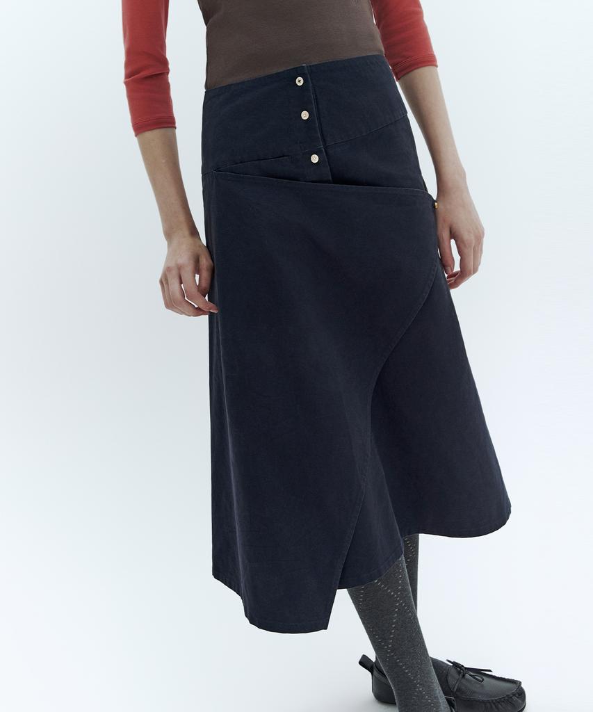 CITYBREEZE Frame Wrap Skirt_Navy
