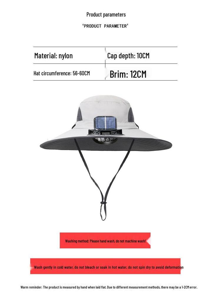 Men's Solar-Powered Sun Hat with USB Fan for Outdoor Summer Activities