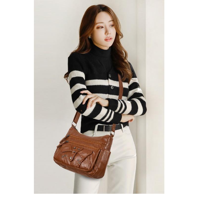Vintage PU Leer Grote Capaciteit Casual Crossbody Tas