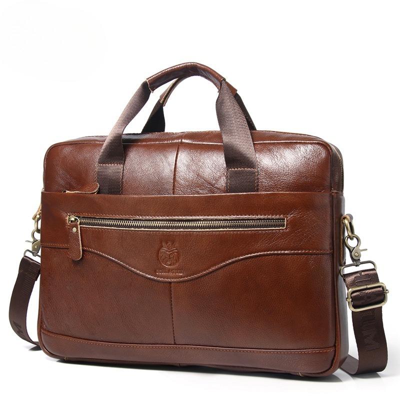 Men's Genuine Leather Official Bag, Top Layer Cowhide Official Bag, Men's Computer Bag