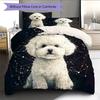 Schwarzes Bichon-Muster Bettwäsche Heimdekoration Geburtstagsgeschenk (1 Bettbezug + 2 Kissenbezüge, ohne Füllung)