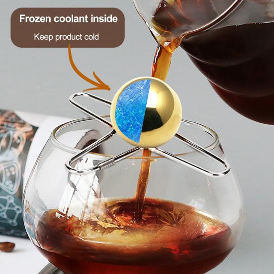 Kaffeisboll i rostfritt stål för espresso Återanvändbart kylverktyg med stativ smakförstärkare prylar