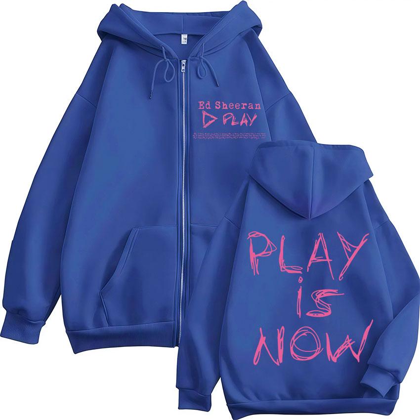 Singer Ed Sheeran Play World Tour Album Zip Up Hoody Unisex High Quality Fleece Zipper Sweatshirts Loose Cozy Jacket Hoodie
