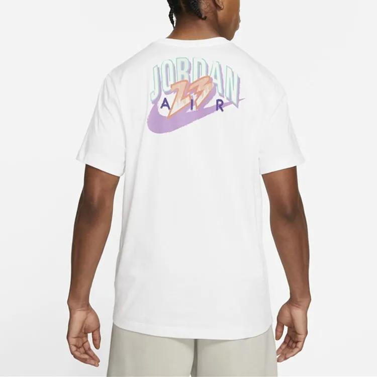 Jordan T Shirts Men's White Crew Neck Moderate Straight Fit (Unisex) T-Shirts CZ8379 100