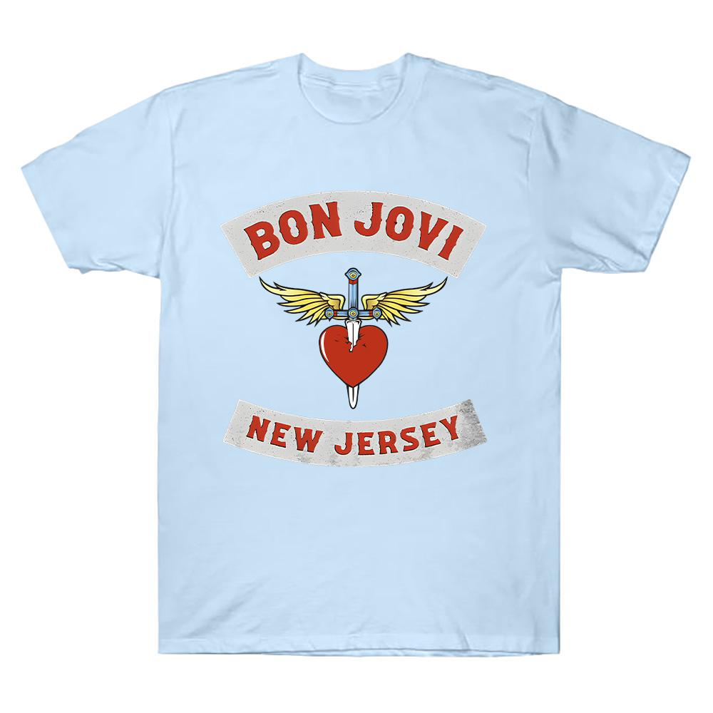 New Jersey Youth T-Shirt Bon Jovi Rock Punk Band Print TShirt Short Sleeve Hip Hop Tees Casual Loose Streetwear Cotton Tops Unisex Mens women clothes
