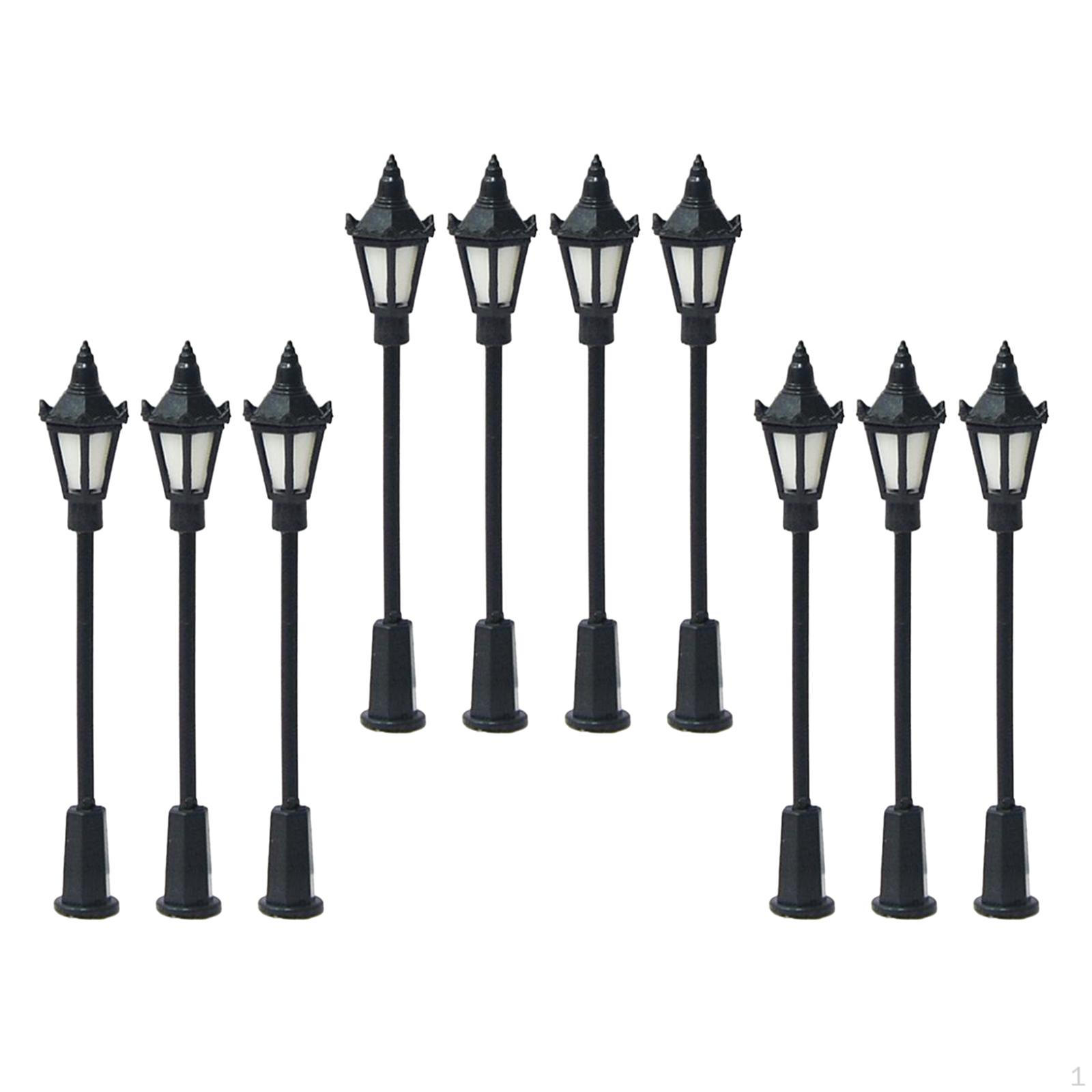 

10 Pieces Model Railway Lamppost Lamps Layout Lights Mini Street Light