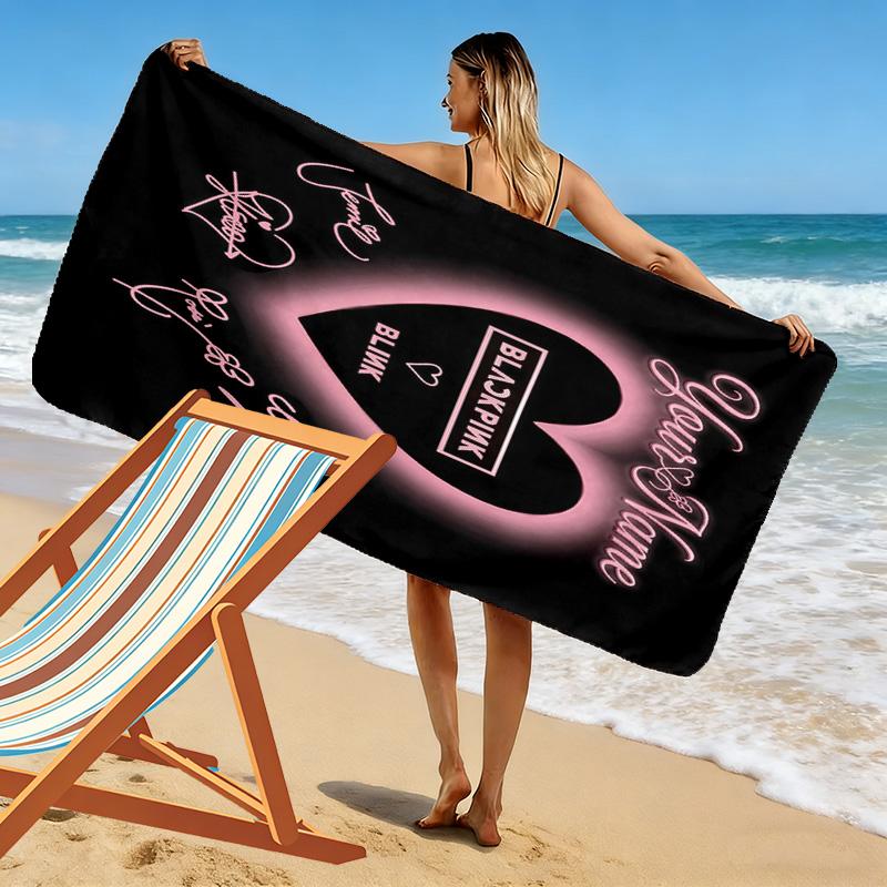 Custom Name Blackpink Print Beach Towel, Large Soft Quick Dry Towel for Beach Camping Swimming -HE16