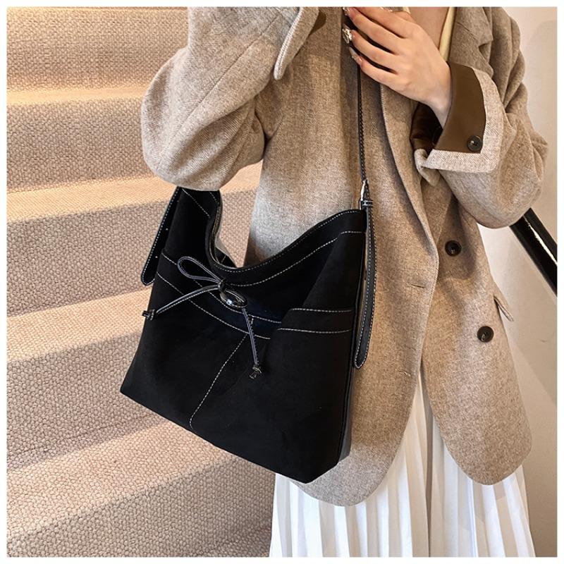 Fashion Faux Suede Solid Color Crossbody Bags 2026 High Quality Bow Decoration Bags Casual Versatile Sweet Women's Handbags
