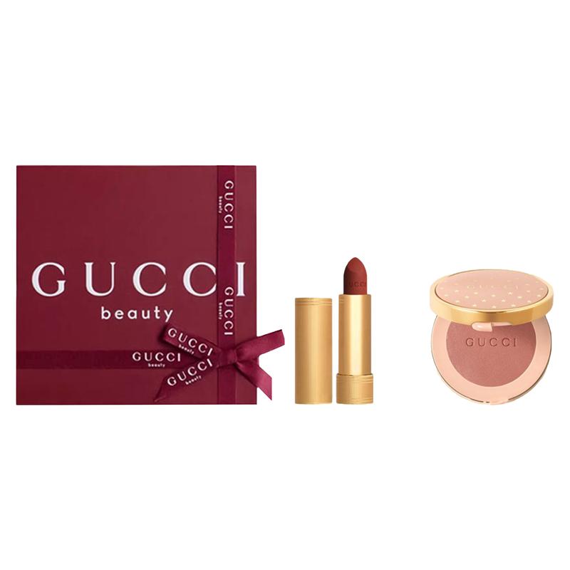 Gucci Набор губная помада Velvet Mist и румяна Star Blush Подарочная коробка Модификация натурального цвета лица Контур + Губная помада Velvet Mist №505 + Румяна Star Blush №05