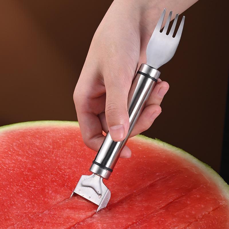 Stainless Steel Watermelon Cutting Tool Multi Functional Watermelon Fork Cutting Watermelon Splitter Creative Cutting Block Cutting Watermelon Tool