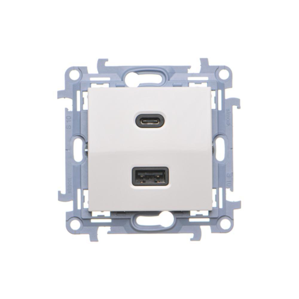 Dual USB charger, C+A, 30W, white, SIMON10