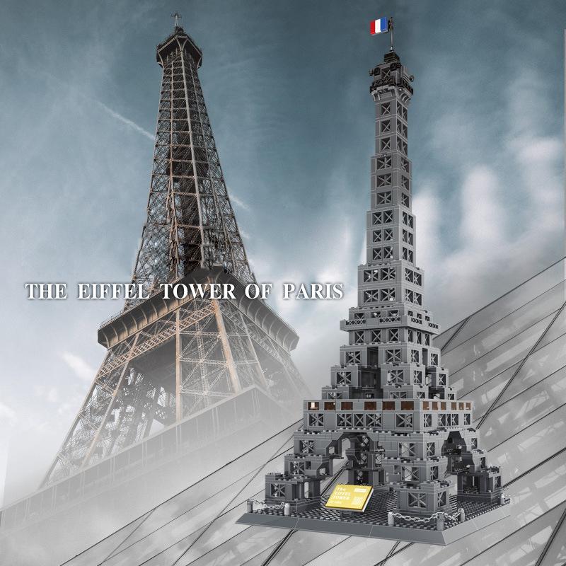 World Famous Cultural Architecture Creative Building Block Eiffel Tower Paris France Model Brick Educational Toys Collection