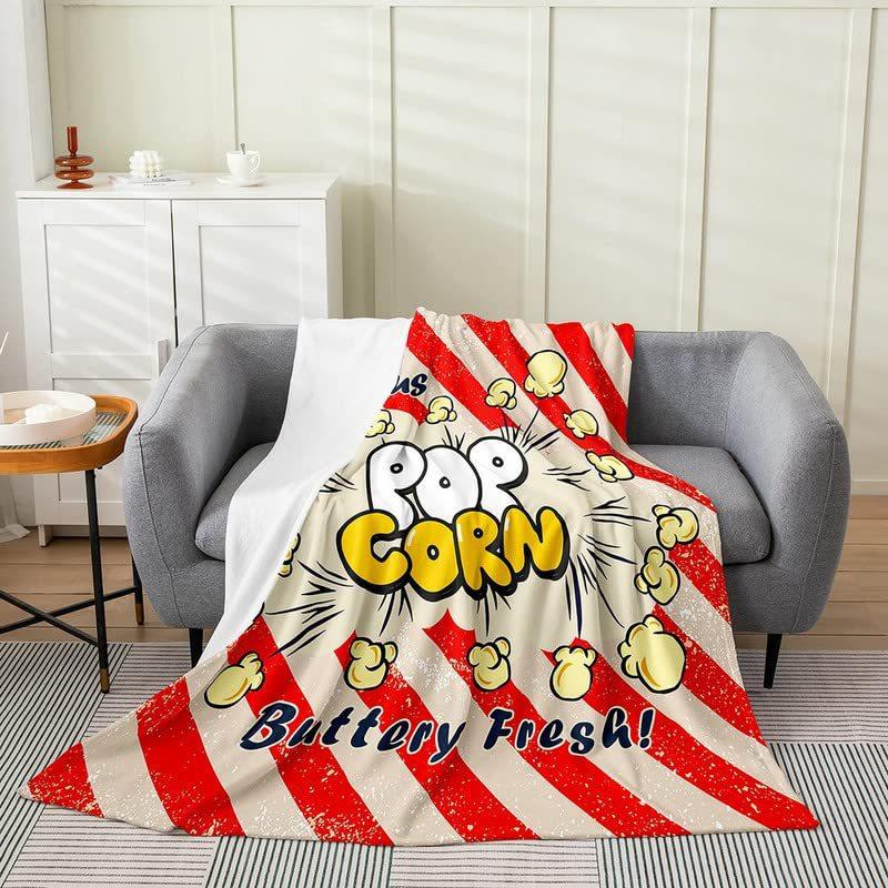 Popcorn Pattern Series Printed Blanket for Sofa Bed Travel Camping Living Room Office Conditioning Blanket for All Seasons Gifts