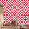 Casual checkerboard red wallpaper for living room and bedroom 50x1000