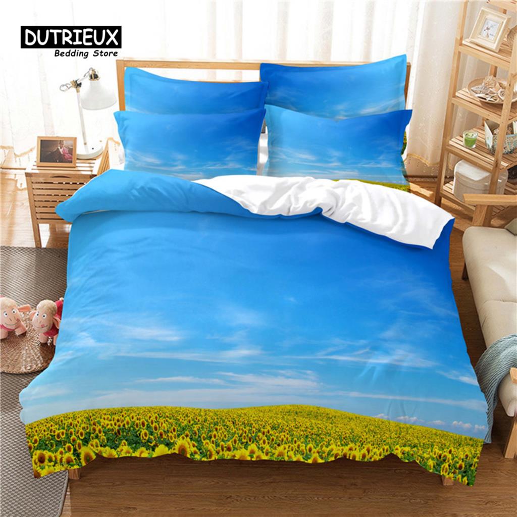 Beautiful Scenery Bedding Set, Wave 3Pcs Duvet Cover Set, Soft Comfortable Breathable Duvet Cover, For Bedroom Guest Room Decor