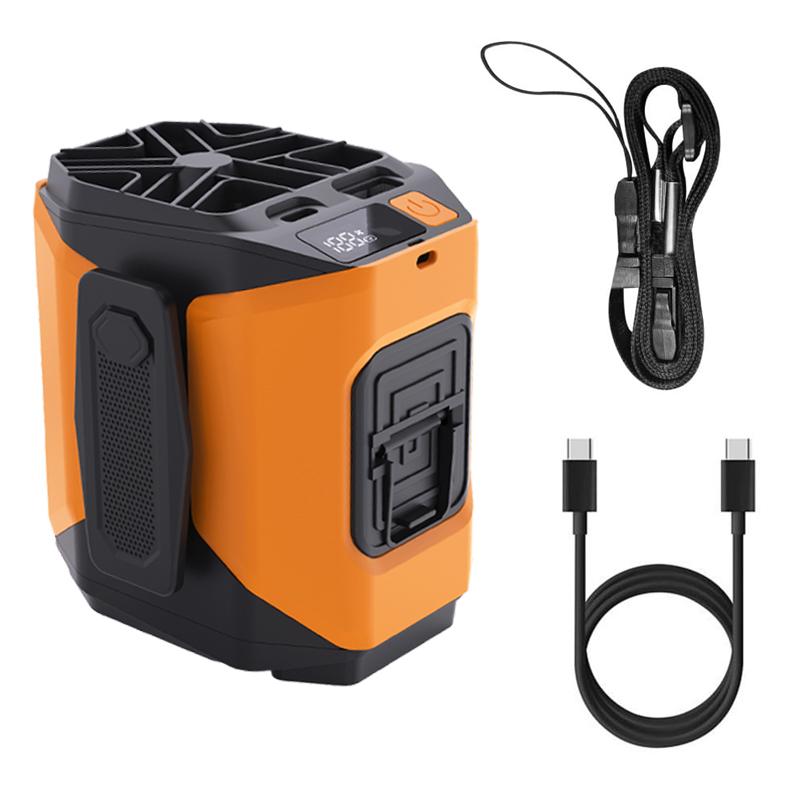 

New 10000mAh Waist Fan with Power Bank & Flashlight - High Speed Portable Fan USB Rechargeable for Hiking Running Outdoor оранжевый