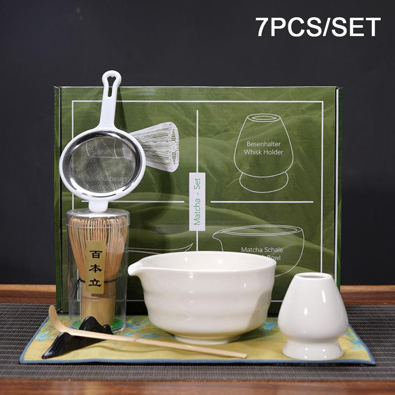 7pcs Japanese Matcha Making Set Bamboo Matcha Brush Exquisite Matcha Bowl Gift Box With Whisk Sumptuous Tea Tools Great Gifts