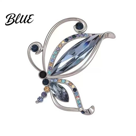 Alloy Brooch Butterfly Dazzling Rhinestone Inlay Zinc Pin Suits Coats
