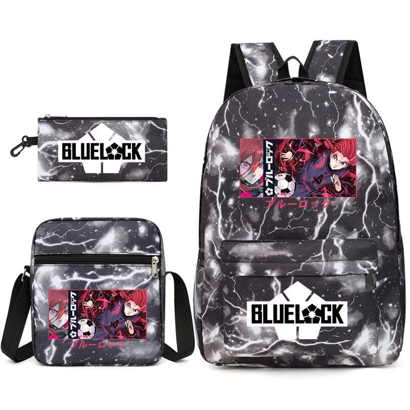 Large Capacity Schoolbag with Shoulder Strap; Student Three-piece Pencil Case Set