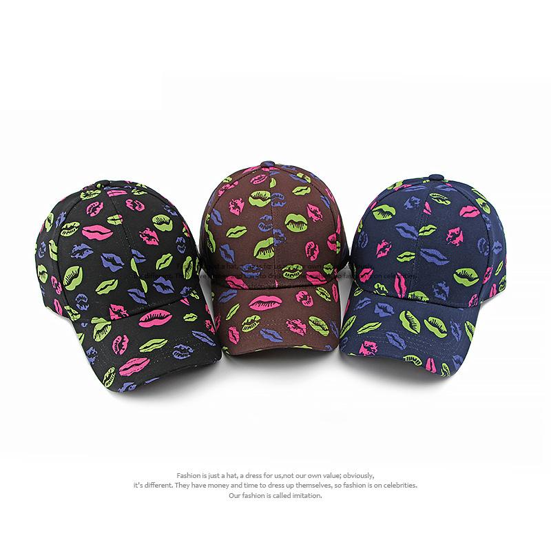 Hat Women's Lip Print Baseball Cap Outdoor Sun Protection