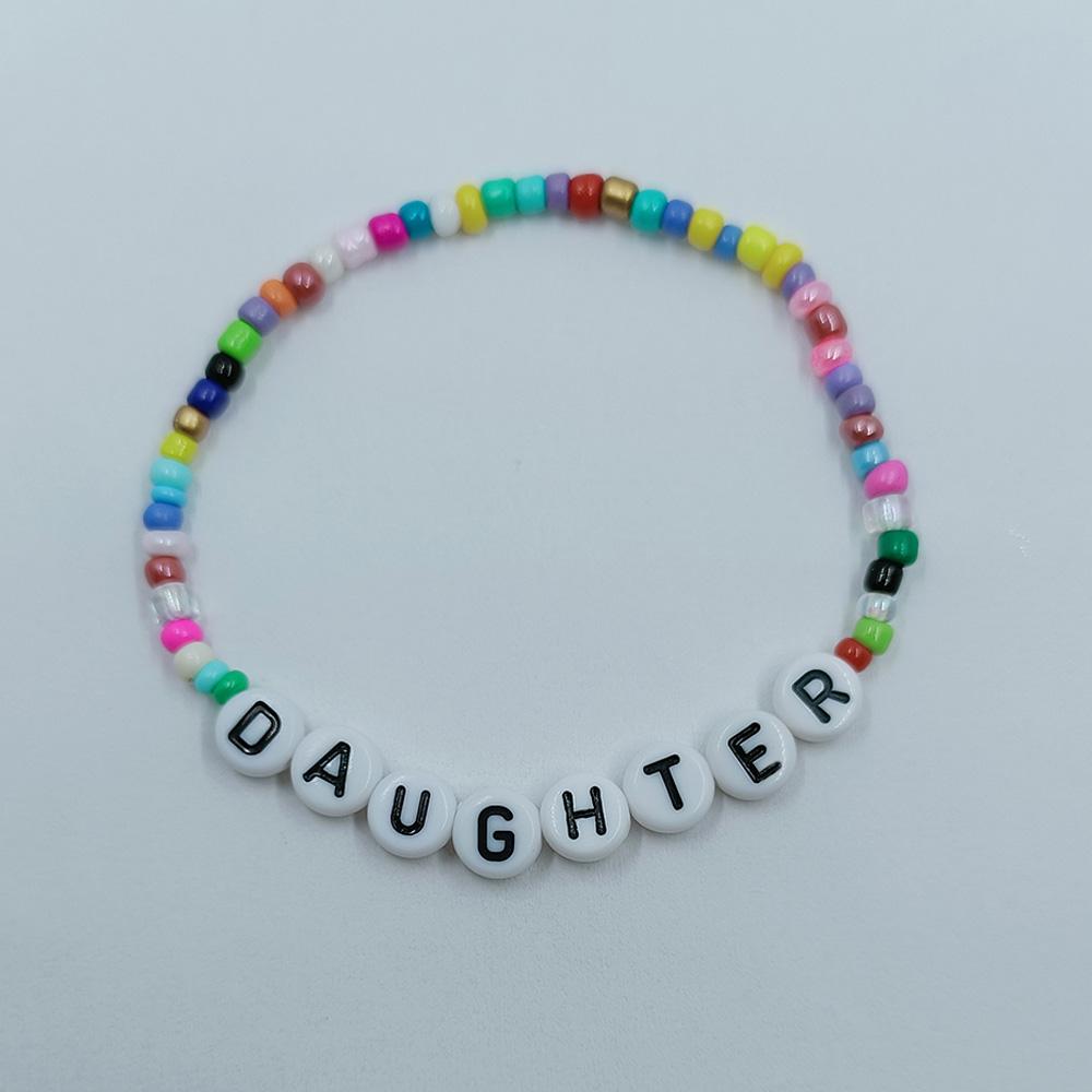 Colorful Beaded Bracelet Rainbow Friendship Bracelet Elastic Stretch Letter Beaded Bracelets for Kids Girls