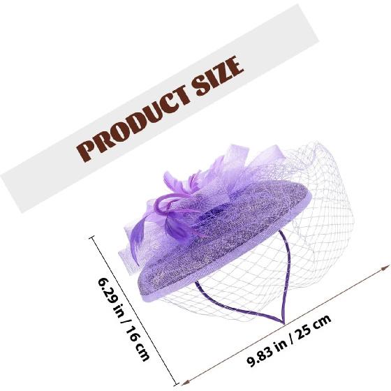 UPKOCH Wedding Decorative Hat with Floral Mesh Bridal Headpiece Purple for Women Special Occasion Tea Party Hair Accessory