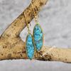 Genuine copper turquoise earrings Handmade turquoise dangle Sterling silver long earrings Marquise dangle Bridesmaid gift Gift for her