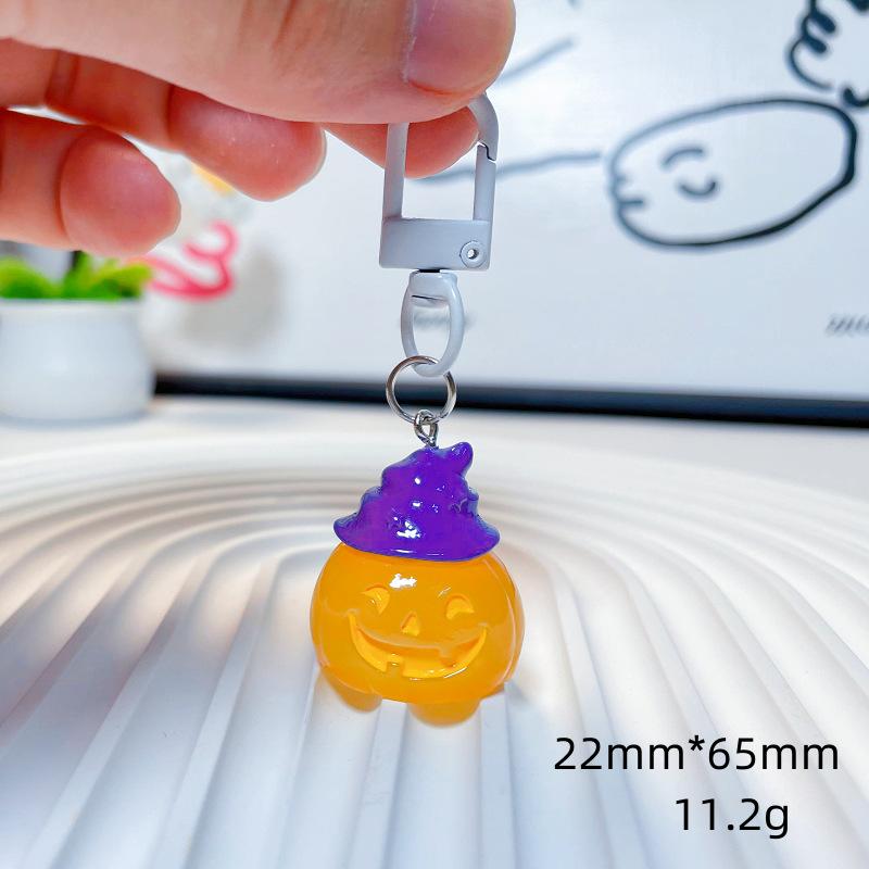 Halloween Luminous Ghost Keychain Halloween Decoration Party Accessories Mini Resin Ghost Pumpkin Keyring Backpack Pendant Gift