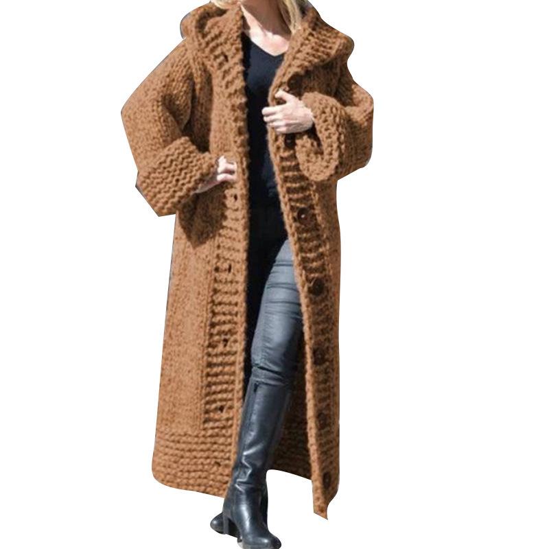 Women's 2025 Winter Hooded Knit Cardigan Sweater Coat