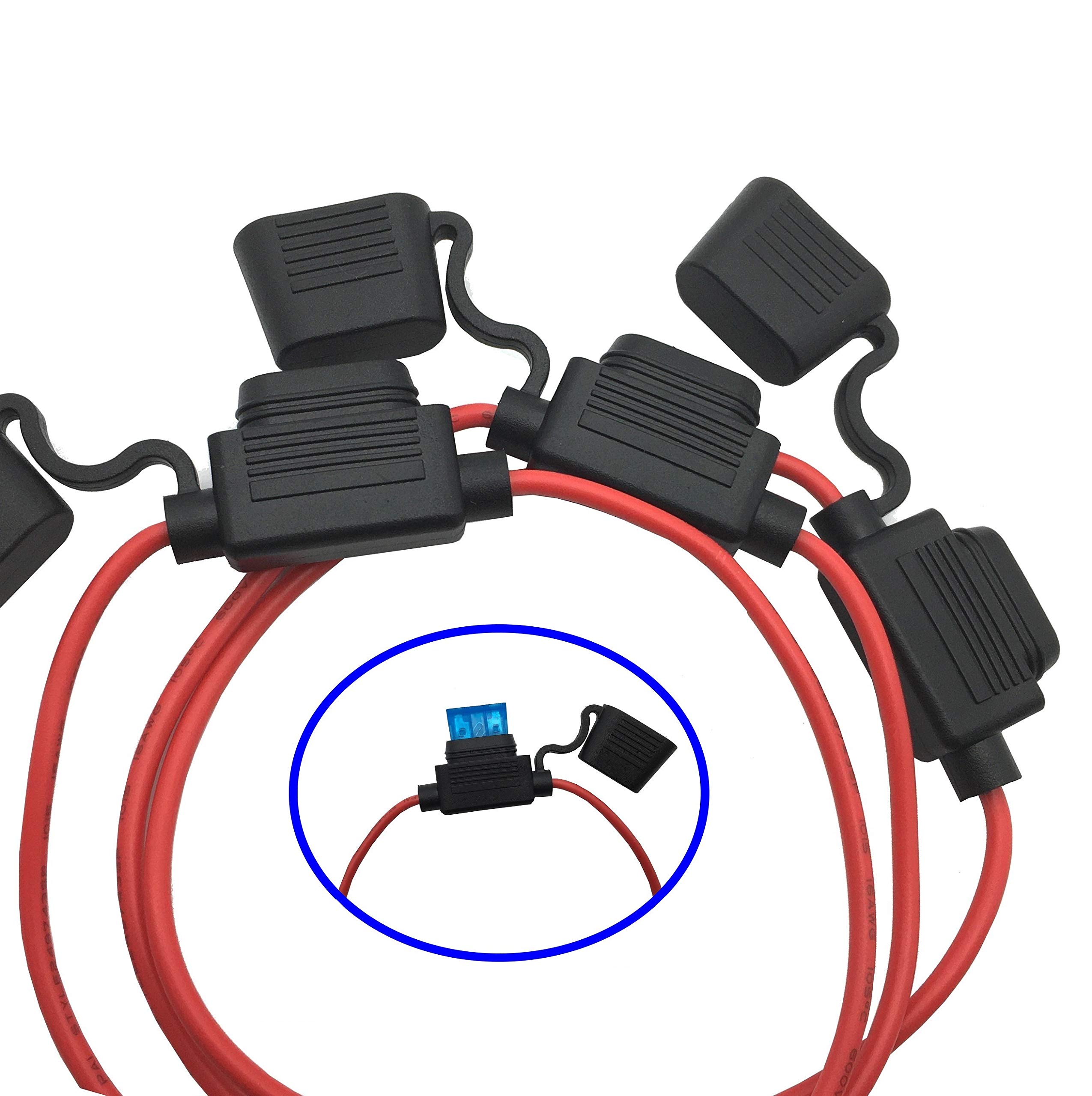 

J-base Car Flat Fuse Holder with Cord, Waterproof Type, Set of 3