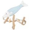 Wood Fish Decor Antique Engrave Safe Eco Friendly Pine Wood Light Blue Hanging Nautical Fish with