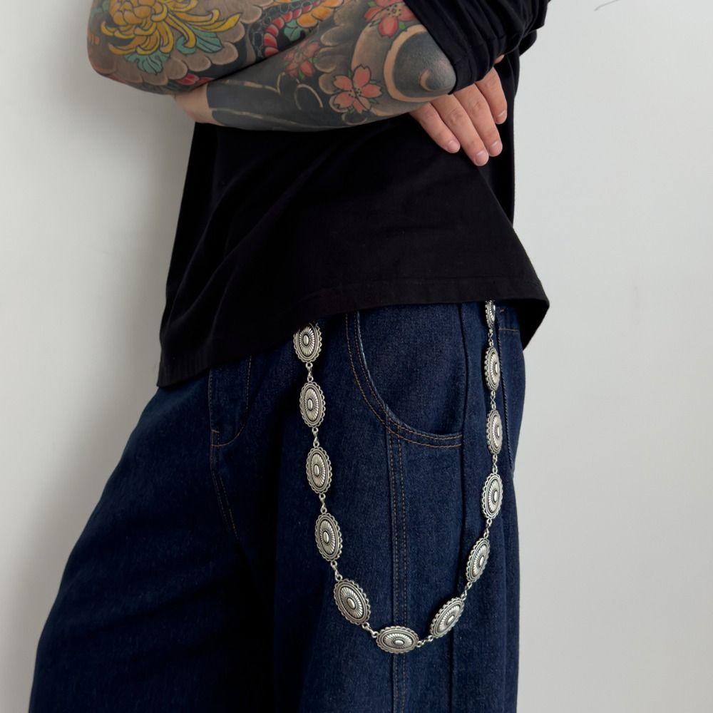 Jeans Chain Round Disk Waist Chain Zinc Zinc Zinc Alloy Pants Chain Personality Punk Belt Chain  Female