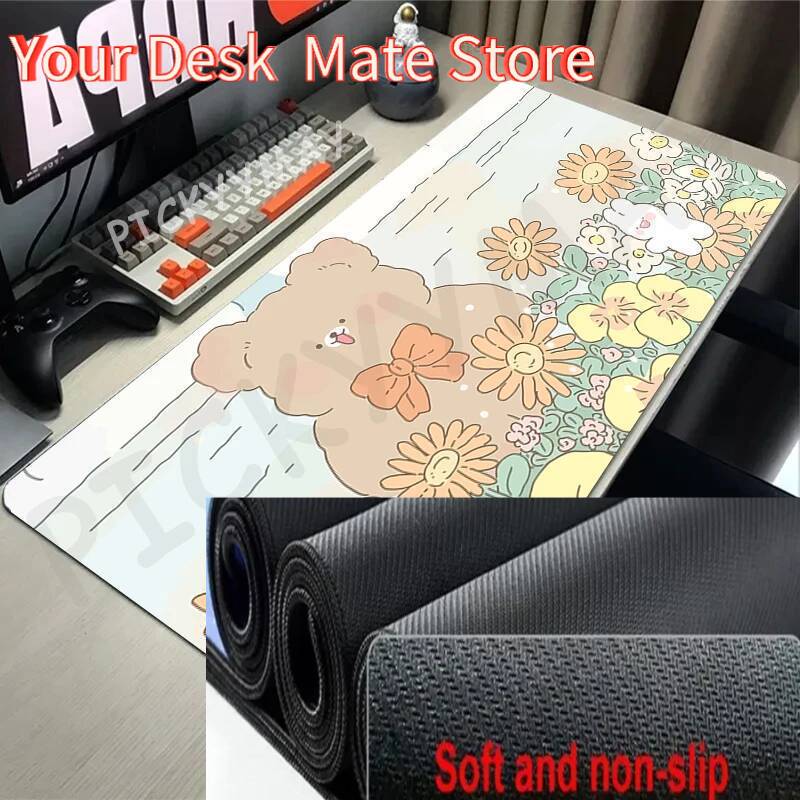Little Bear In The Flower Sea Gaming Mousepads Desk Rug Gamer Mousepad Large Mouse Mat Desk Pads Keyboard Mats Design Mouse Pad
