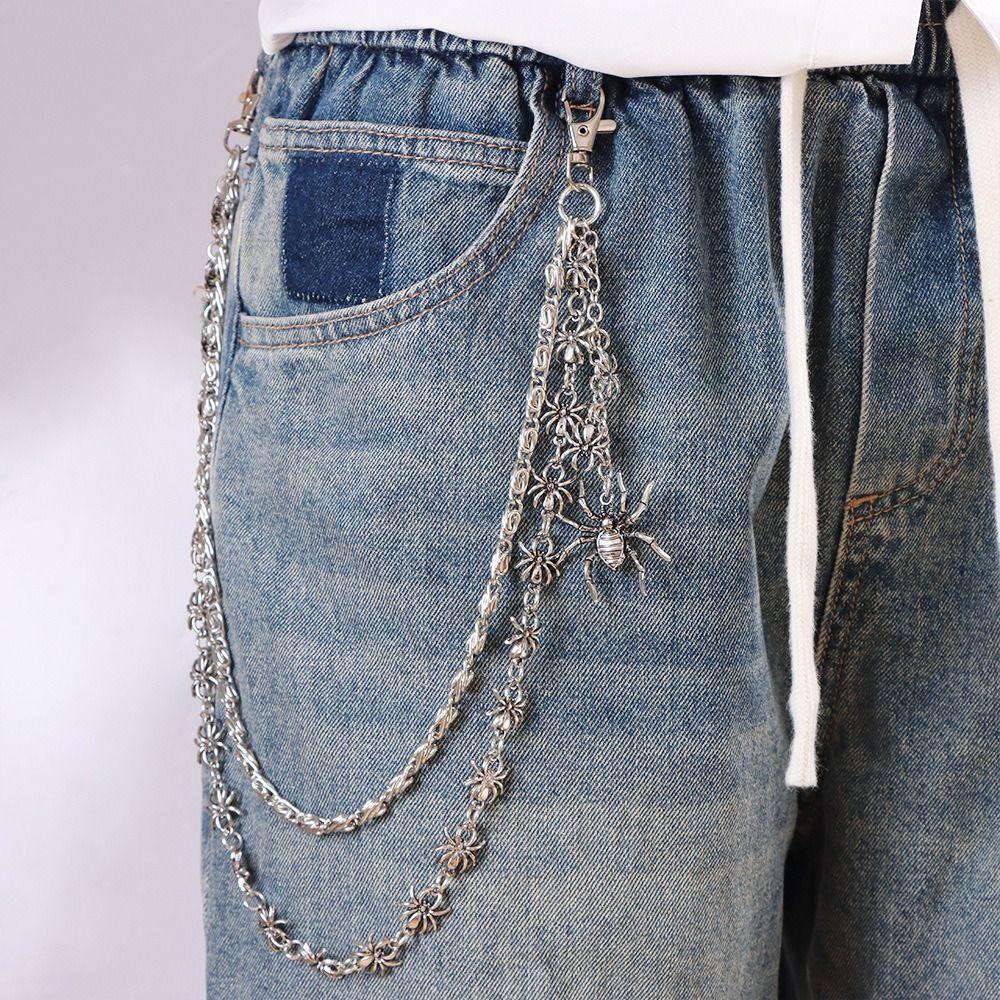 Multilayer Design Jeans Waist Chain Metal Key Chain Fashion Accessory Pants Decor Chain  Women Men