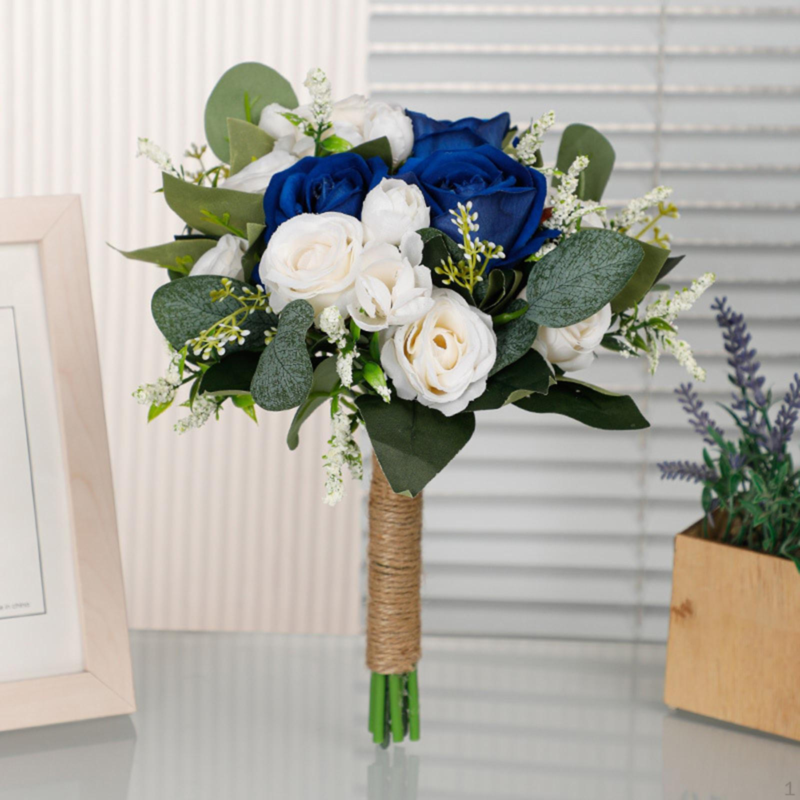 

Свадебный букет Искусственные цветы Невеста держит букет, свадебный для украшения вечеринки синий