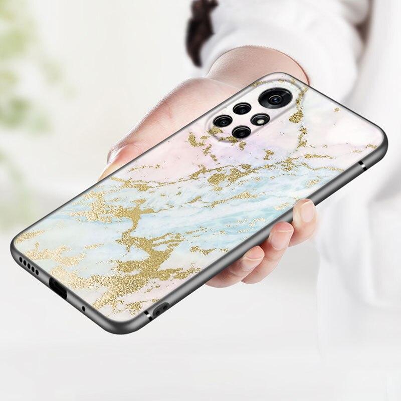 Husă de telefon din marmură vintage pentru Huawei Honor 60 50 SE 30S Mate 30 20 10 Lite 40 Nova 9 8 Pro Y60 8i 7i 7SE 5T Husă neagră premium