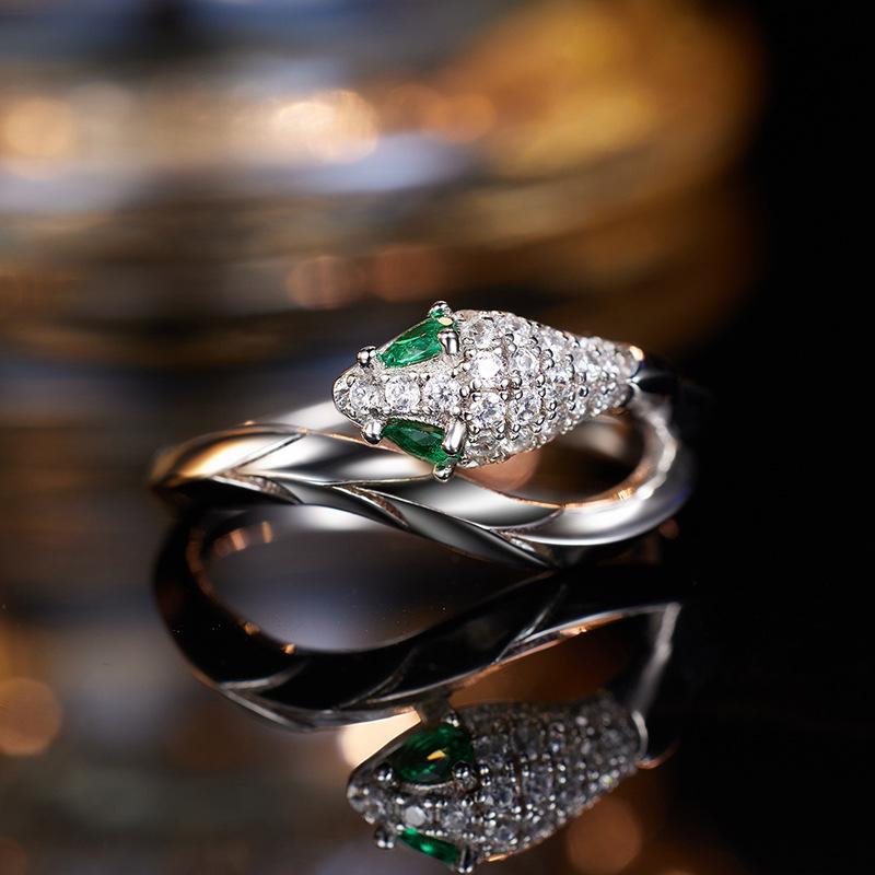 S925 silver diamond snake ring accessories girls versatile temperament ring 2026 new daily wear jewelry gift