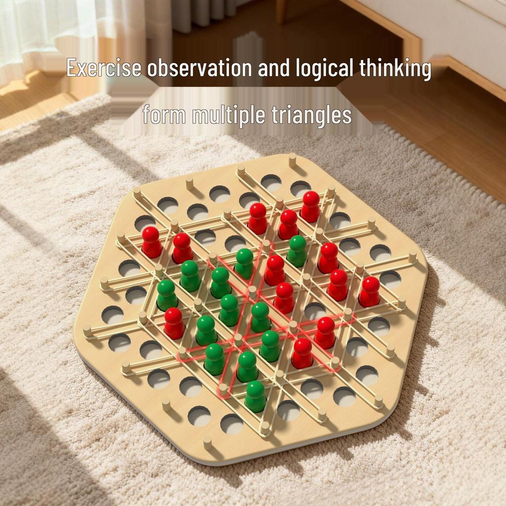 Triangle Chess Wooden Board Game: Family & Educational Parent-Child Interaction Toy.