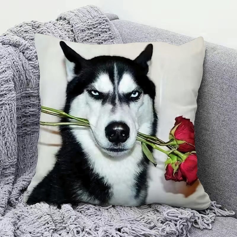 Popular Creative Dog Head Pillow Case Realistic Stereoscopic Cushion Cover For Sofa Bedhead Car Decoration