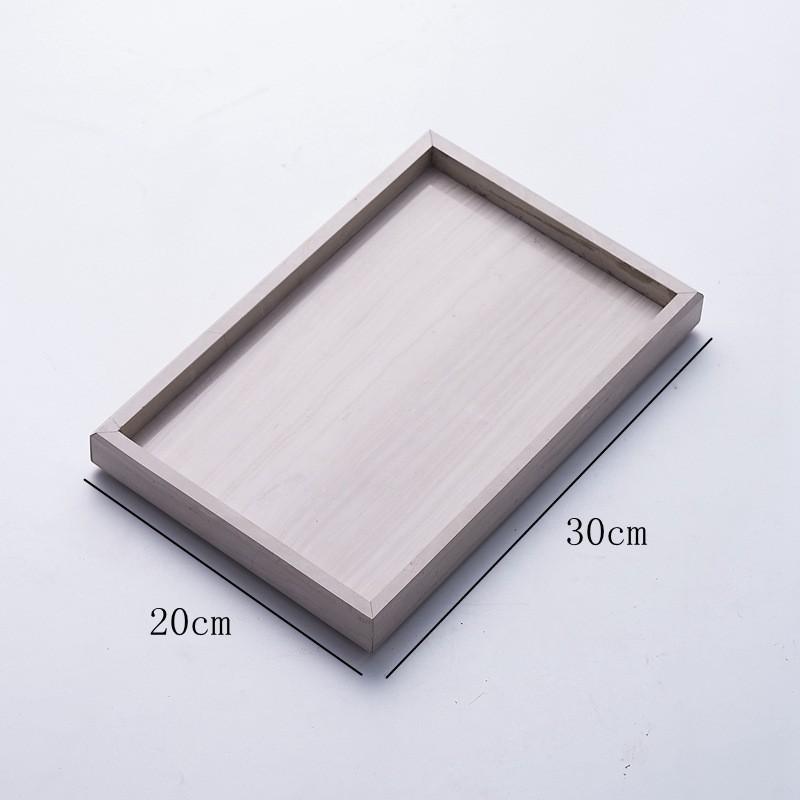 Natural Wood Grain Marble Tray Jewelry Cosmetics Display Rectangular Stone Organizer With Metal Handle