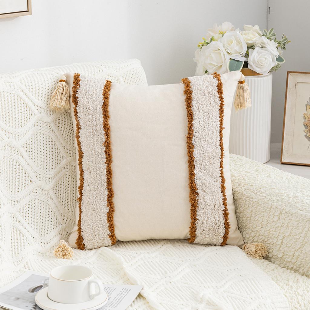 Tufted Tassel Pillow Case Bohemian Home Living Room Sofa Bedroom Tassel Back Cushion Core-Free Premium Durable