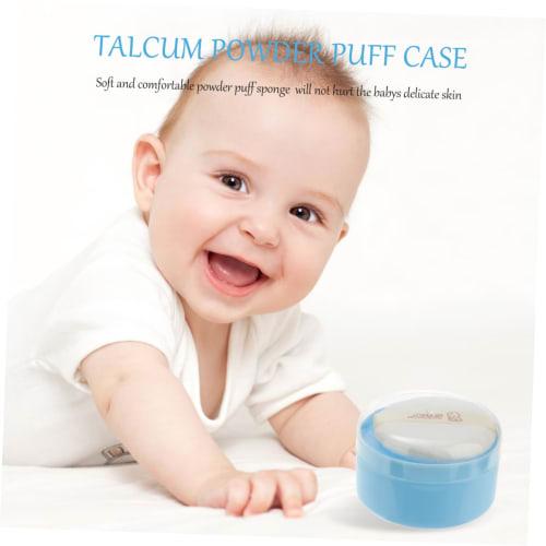GARVALON Baby Powder Puff Box, Talcum Powder Puff Case, Durable Material, One-Hand Operation, Gentle On Skin, Newborn Care Supplies, 2-Pack