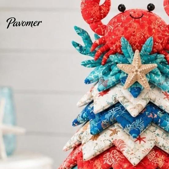 Educational Ocean Crafting Kits 2PCS DIY Quilted Sewing Christmas Tree Kit, Whale+Crab/Turtle+Octopus Marine Theme, Artistic Party Activities for Kids